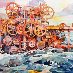 Clockwork Seashore (Toile 30x30)